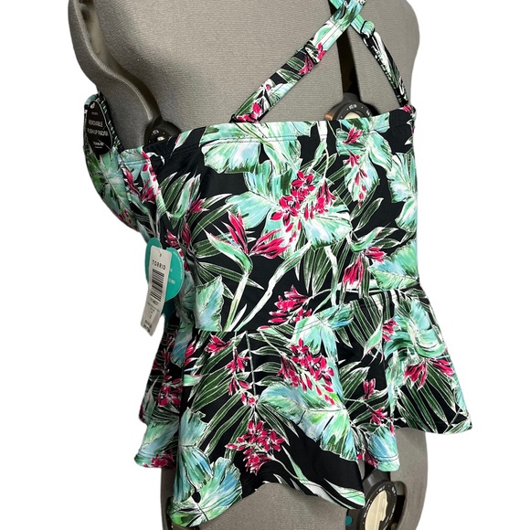 Torrid Vixen Underwire Peplum Push-Up Tankini Tropical Floral Swim Top Size 2 - Picture 7 of 7